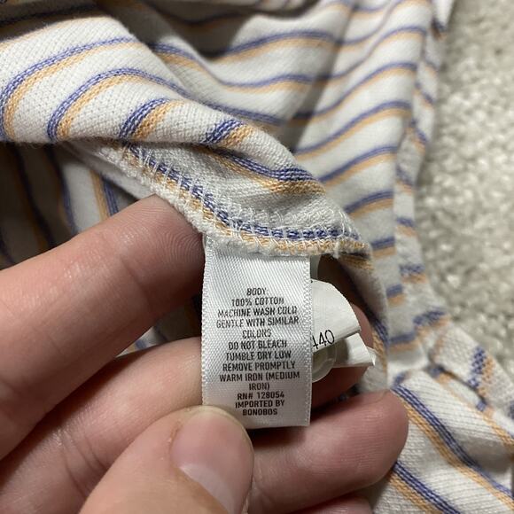 Bonobos Shirt Mens XL White Blue Striped Button Up Knit Preppy Summer Cotton - Picture 4 of 9